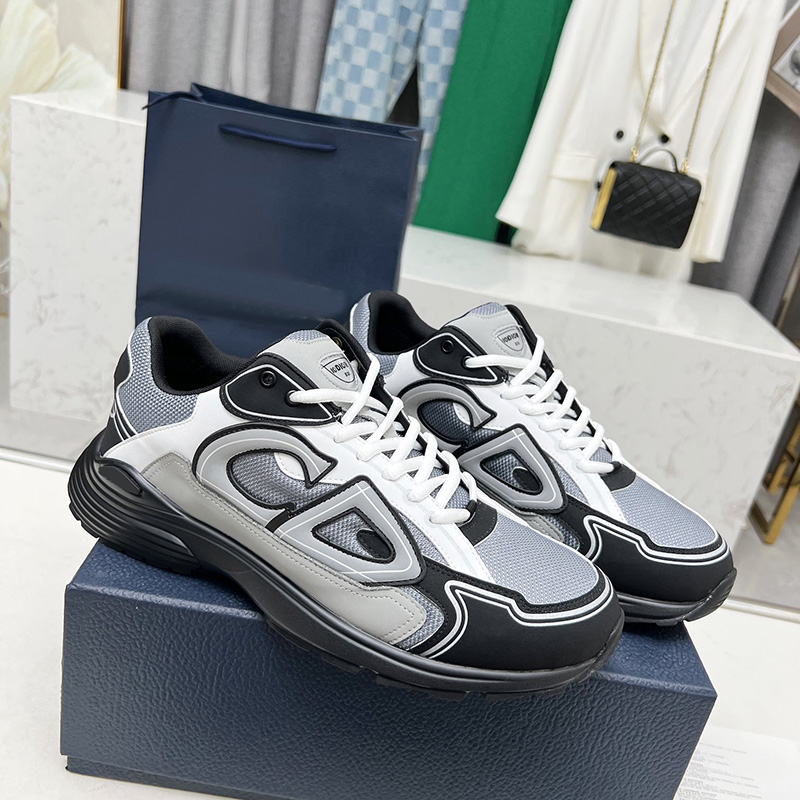 Dior Black Chunky Sneakers, Iconic CD Pattern Casual Sports Shoes - Image 10