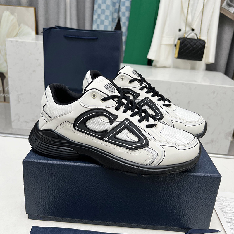 Dior Black Chunky Sneakers, Iconic CD Pattern Casual Sports Shoes - Image 12