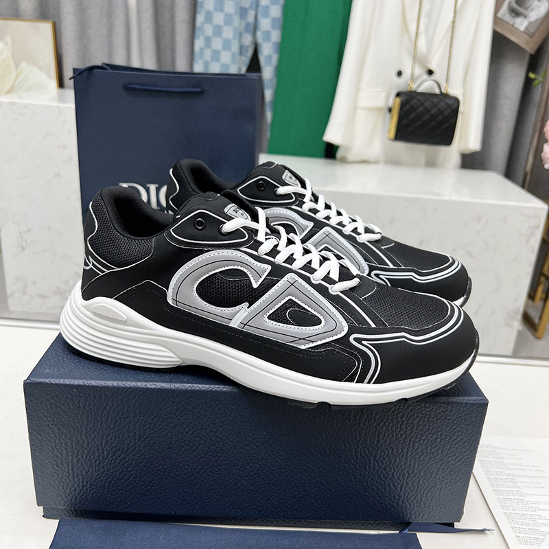 Dior Black Chunky Sneakers, Iconic CD Pattern Casual Sports Shoes - Image 9