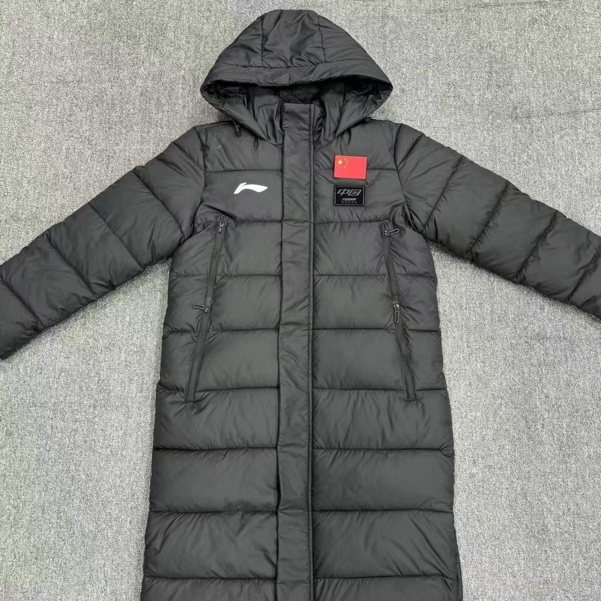 Li-Ning Black Long Hooded Down Coat - Warm Windproof Sports Outerwear - Image 4