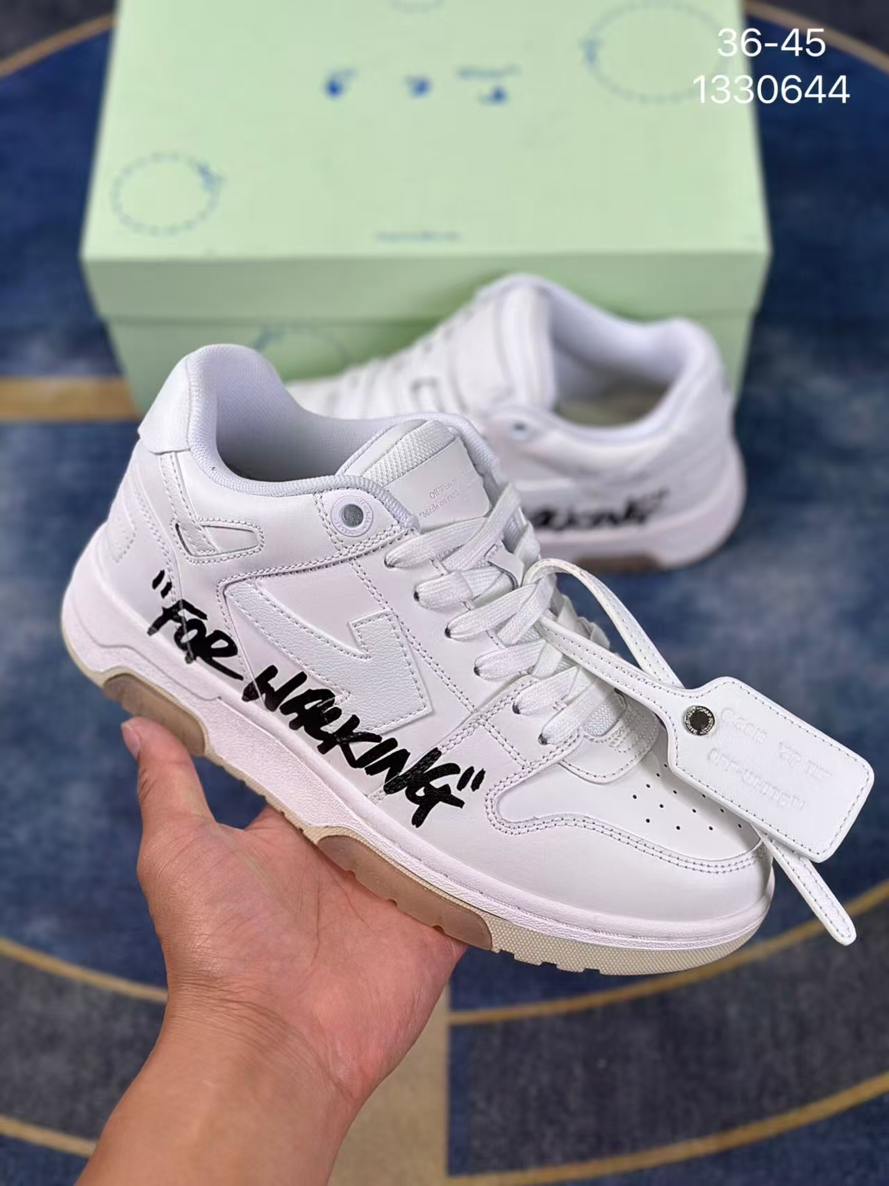 Off-White 23SS "FOR WALKING" Arrow White Leather Low-Top Casual Sneakers - Image 3