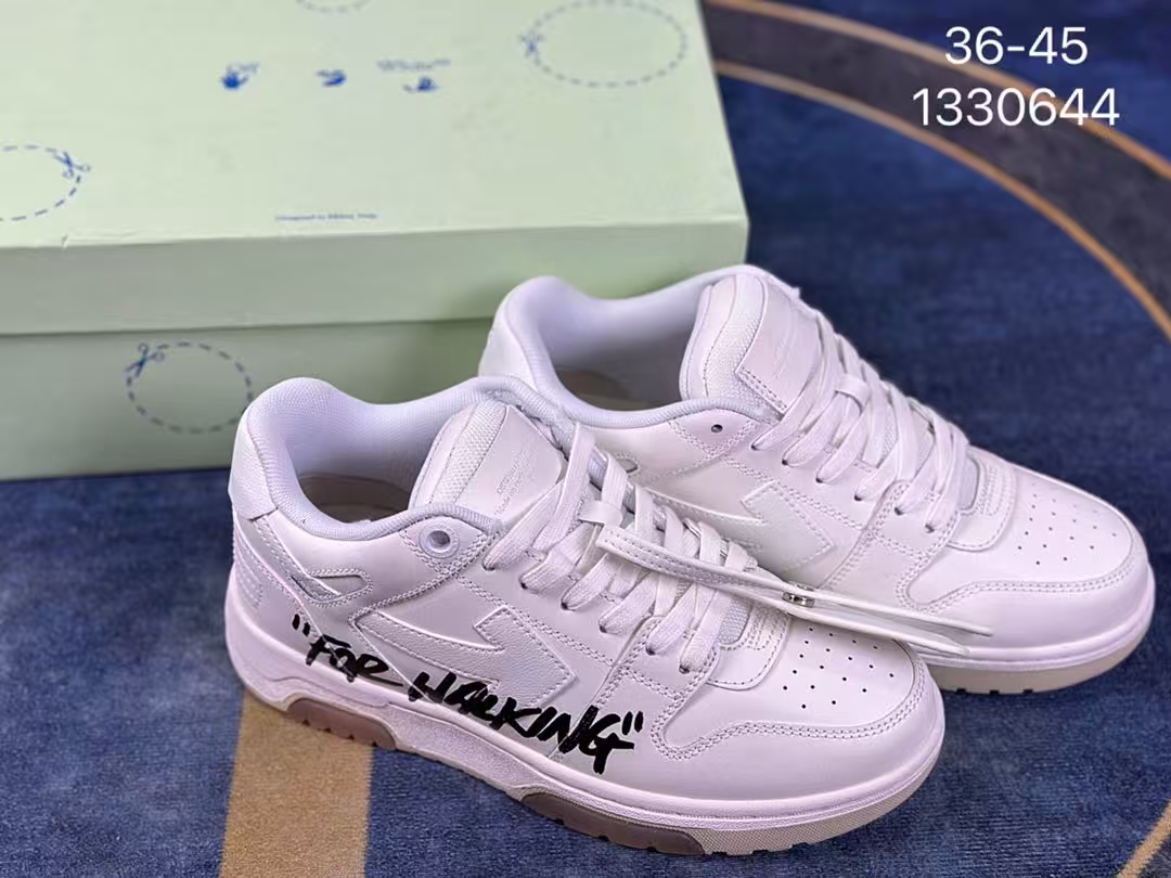 Off-White 23SS "FOR WALKING" Arrow White Leather Low-Top Casual Sneakers - Image 5