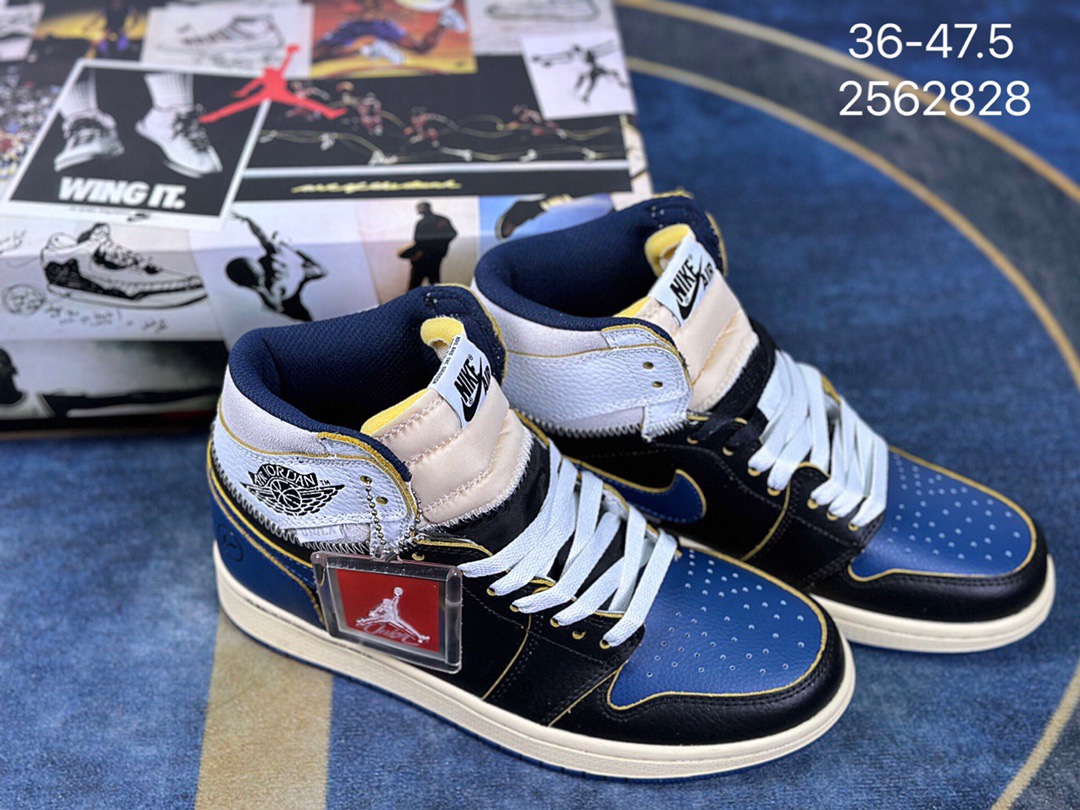 Air Jordan 1 High Top Zip-Collar Navy Blue - Image 2