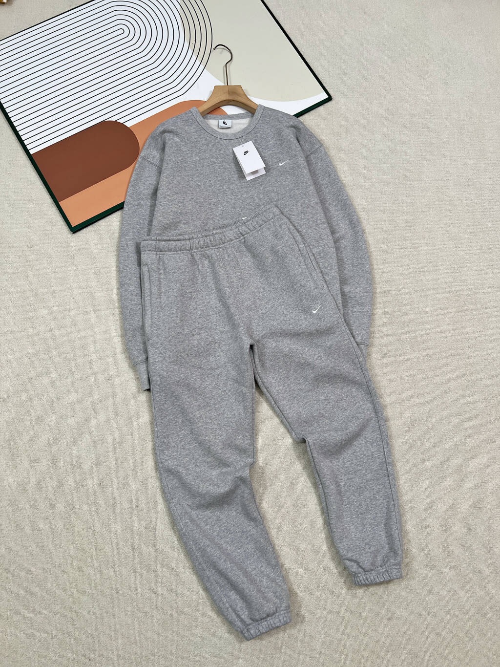 Nike Solo Swoosh Black Crewneck Sweatshirt & Jogger Pants Set - Image 2