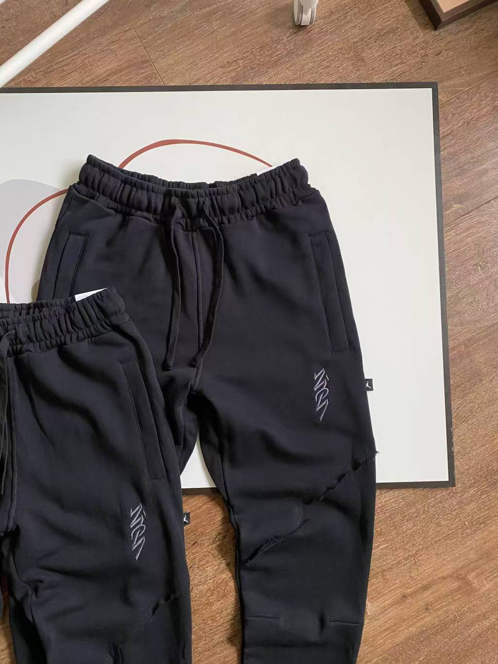 Jordan Black Samurai Deconstructed Paneled Cuffed Sweatpants - Image 2