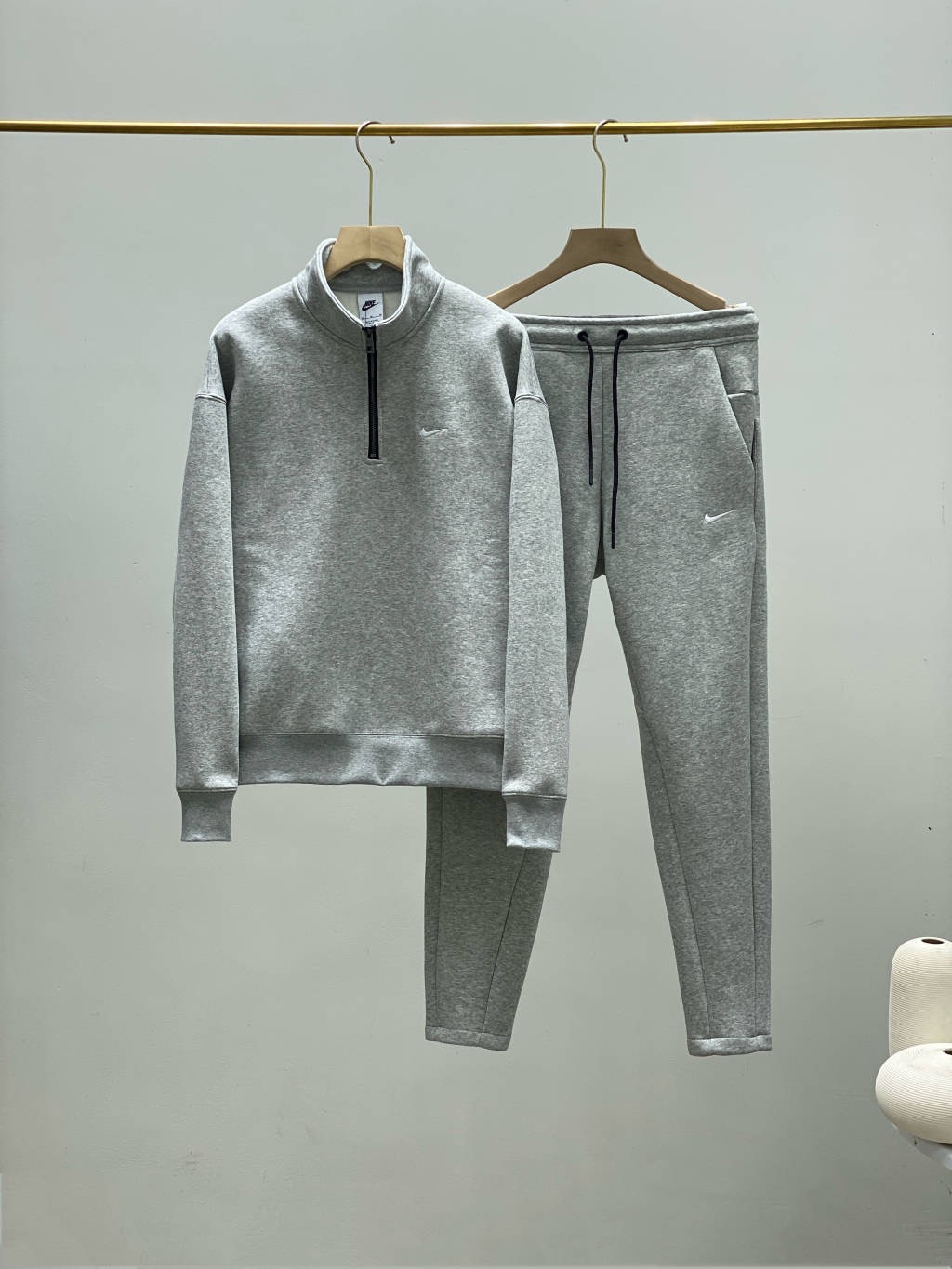 Nike Half-Zip Tracksuit Set (Black/Grey)